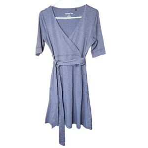 TOAD & Co. Faux Cue Wrap Cafe dress 3/4 sleeve belted pockets small